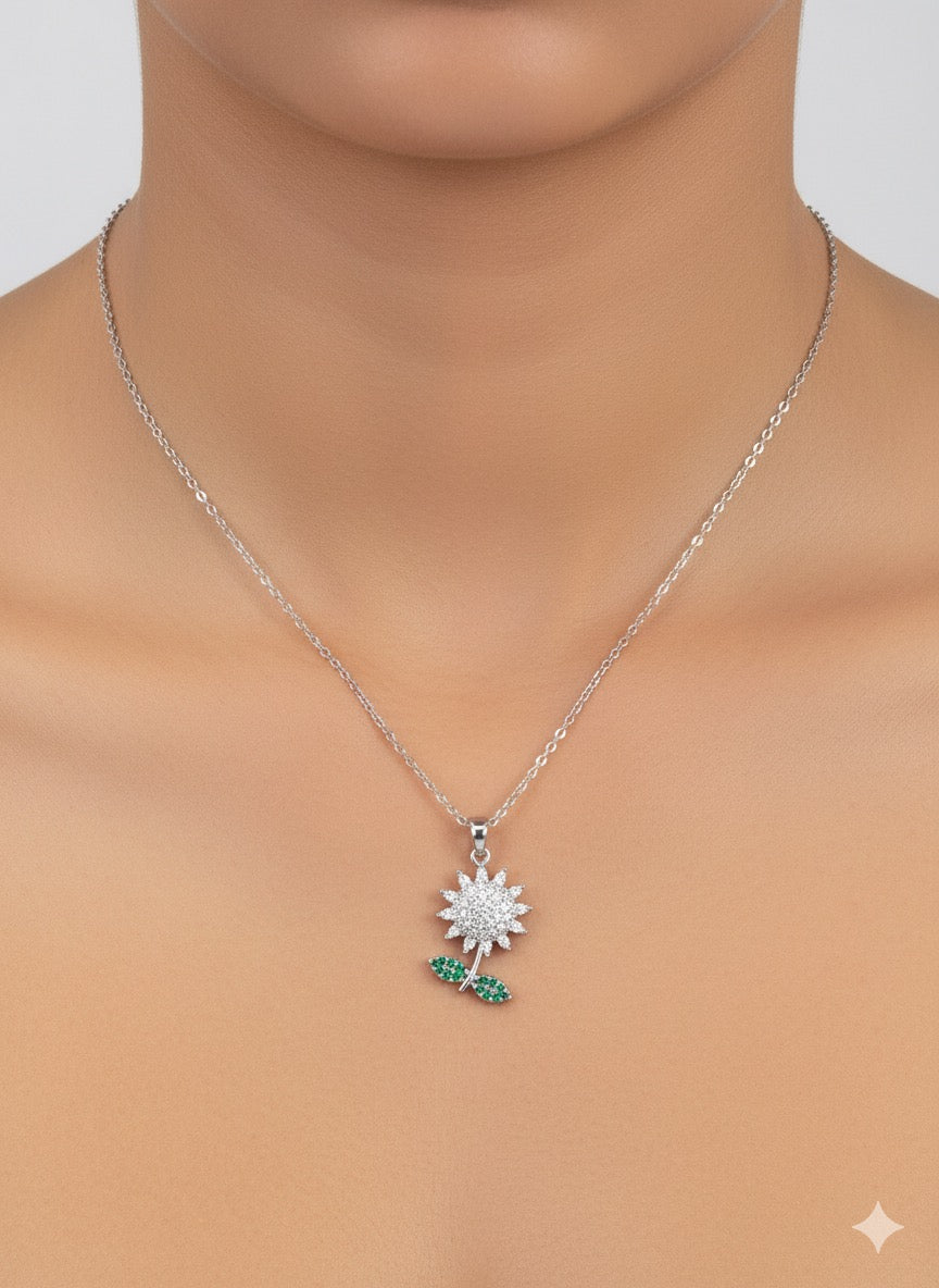Silver Sunflower Necklace