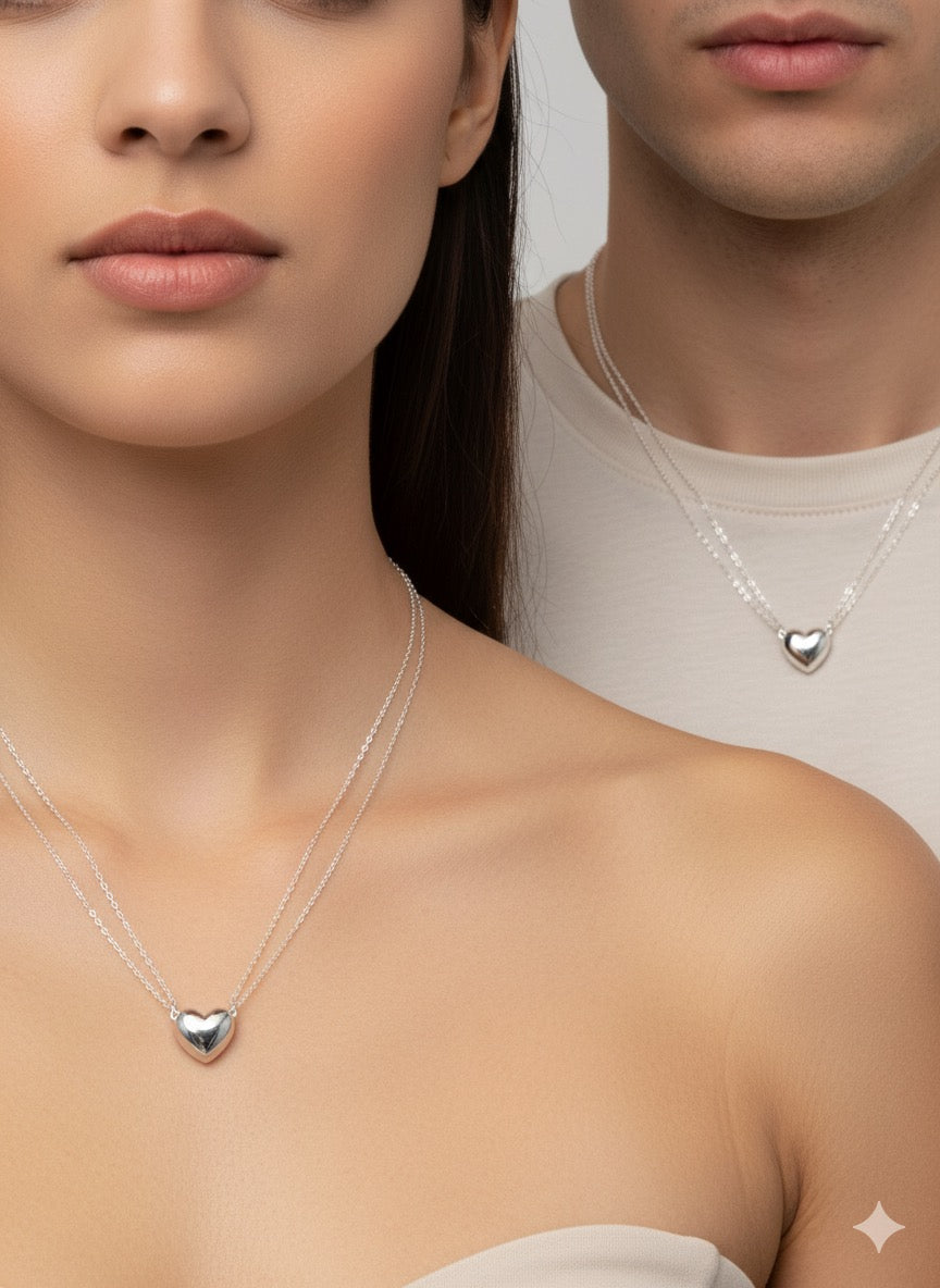 Magnetic Couple Heart Necklace