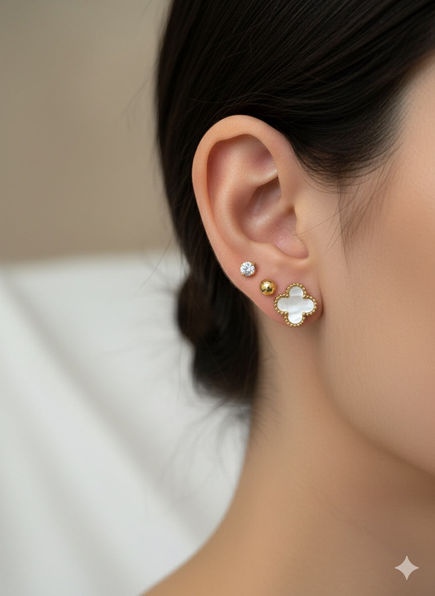 3-Piece White Clover Piercing Set