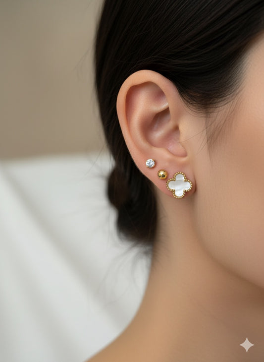 3-Piece White Clover Piercing Set