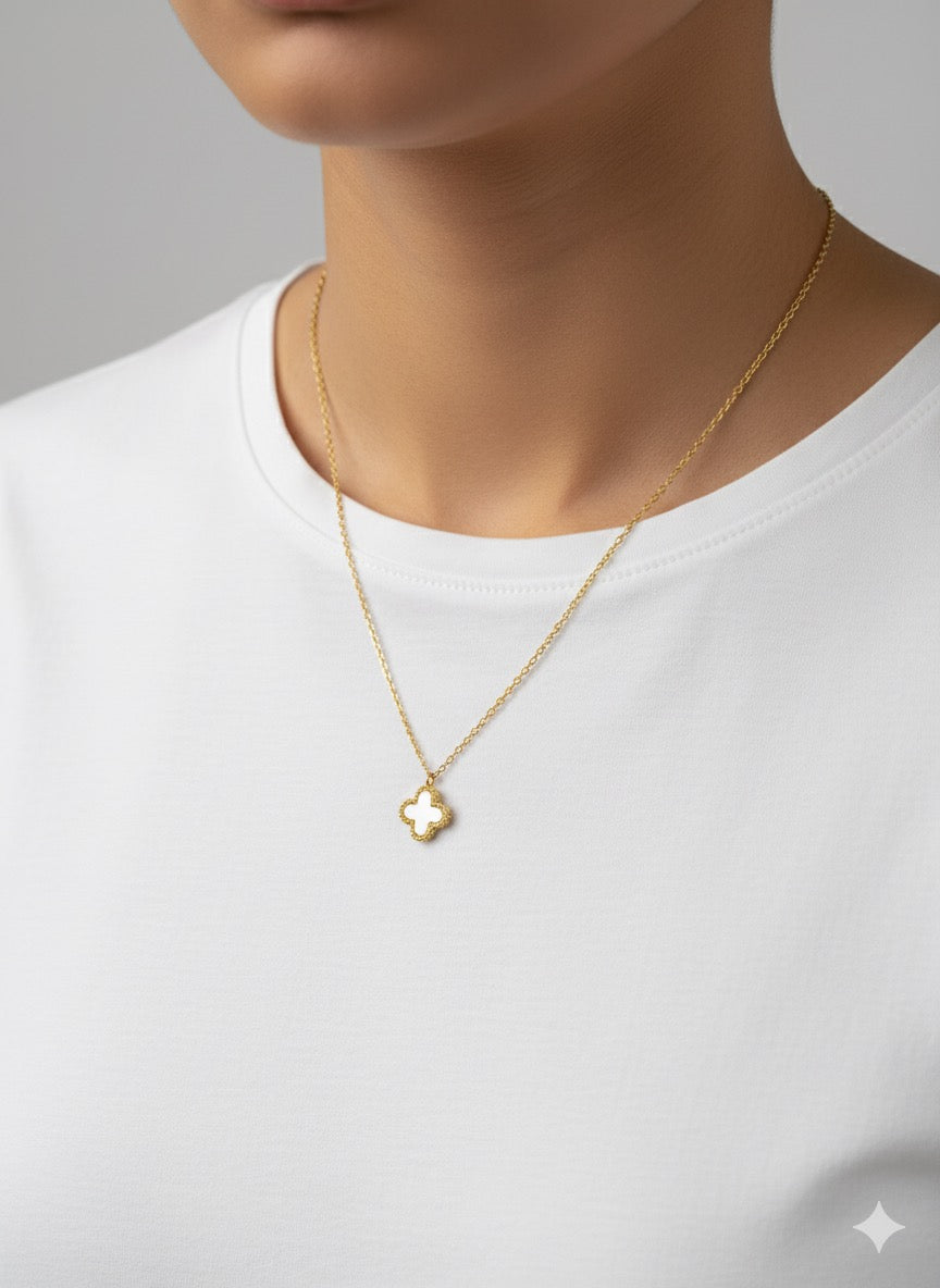 Dual Colour Clover Leaf Necklace