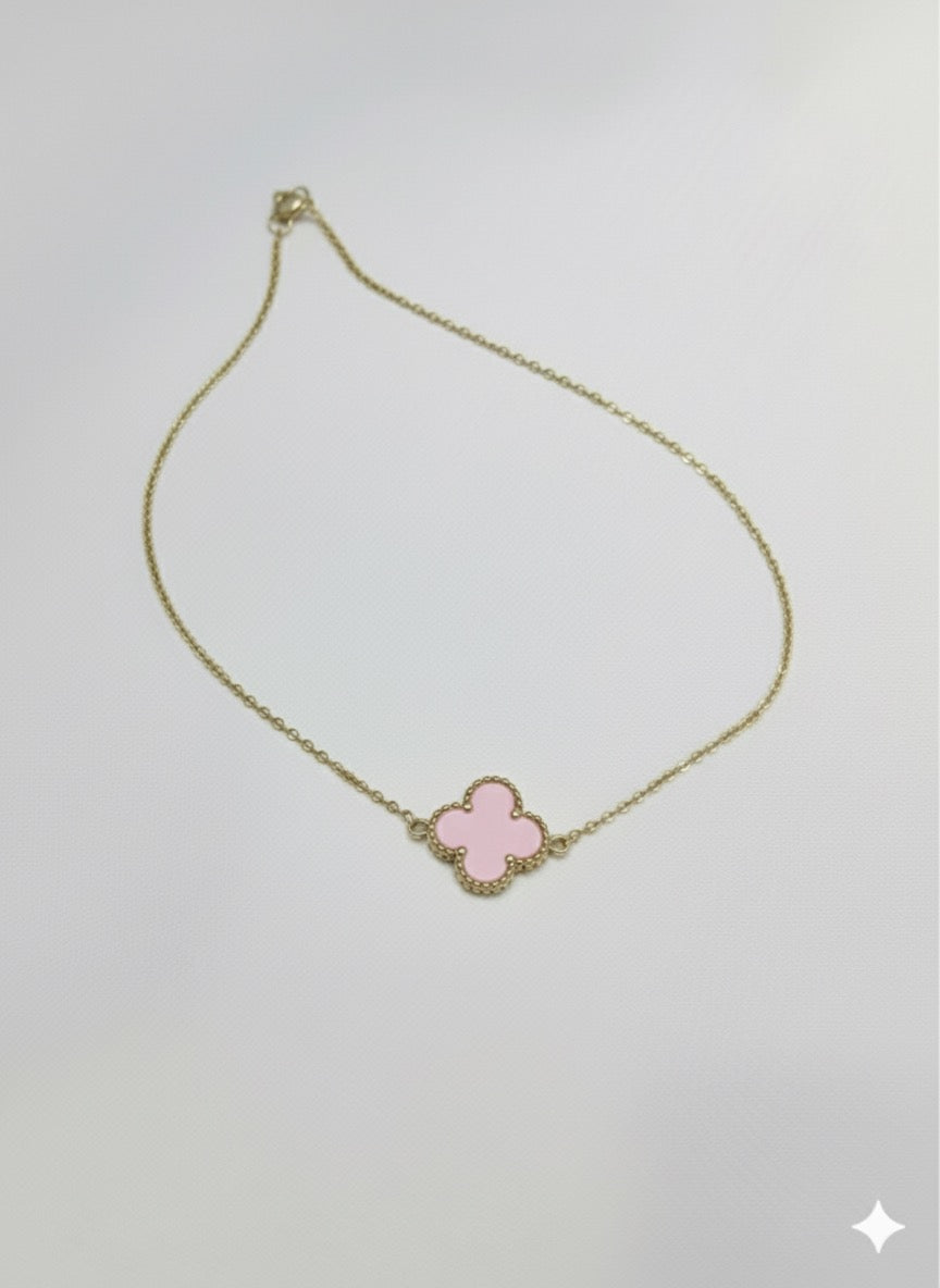 Clover Leaf Pink Necklace