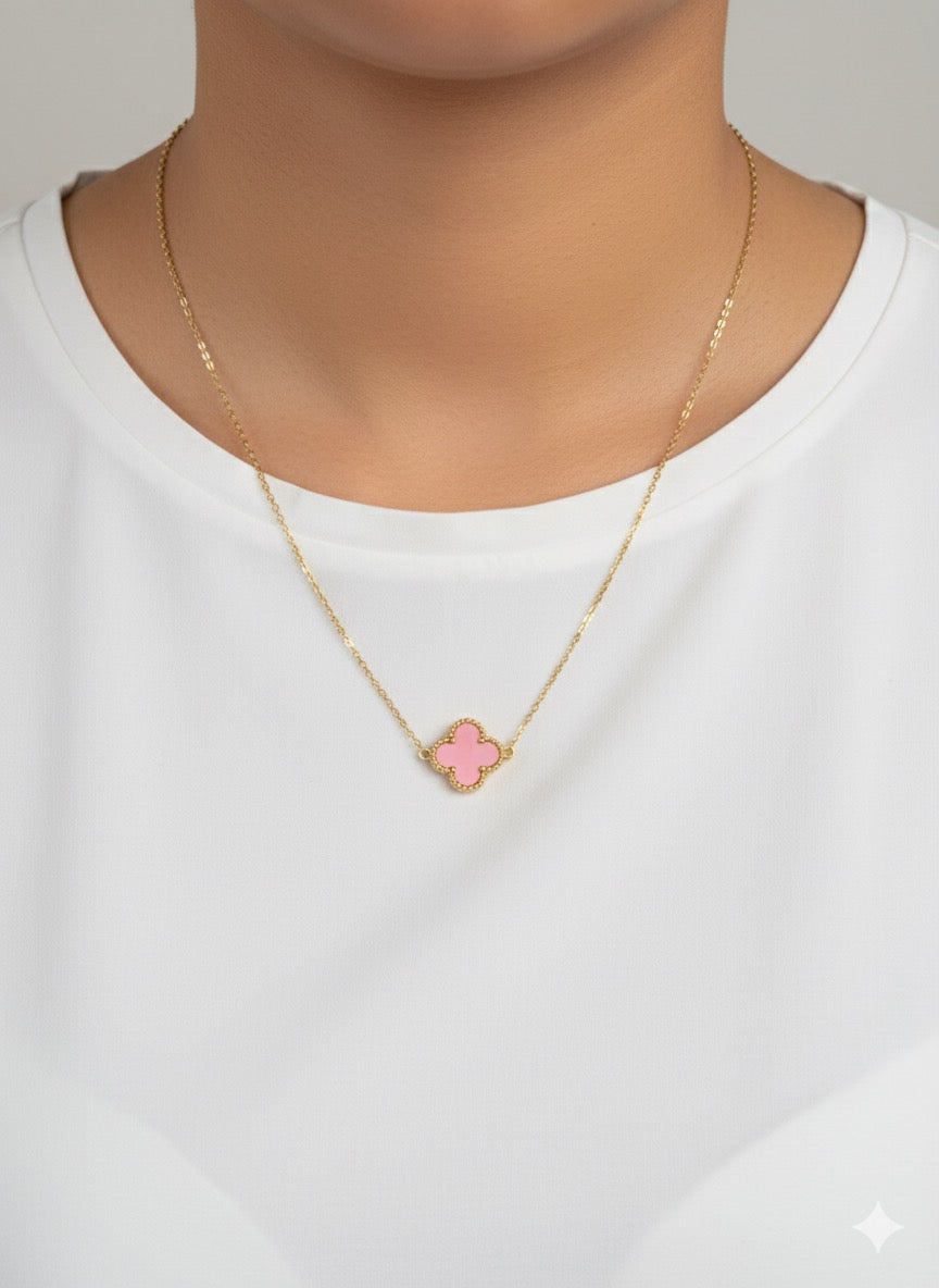 Clover Leaf Pink Necklace