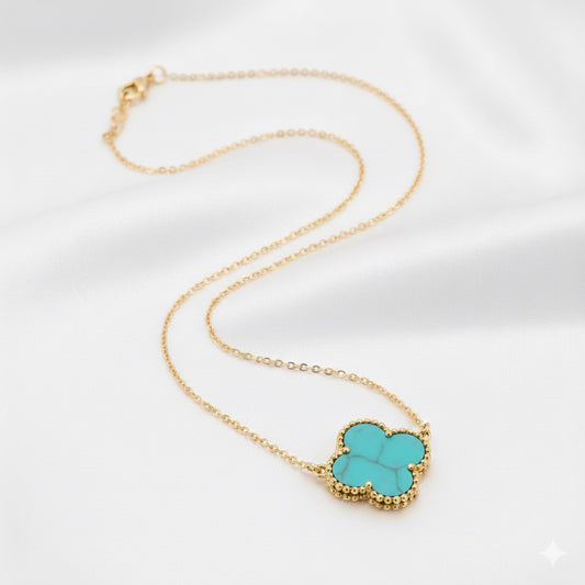Clover Leaf Blue Necklace