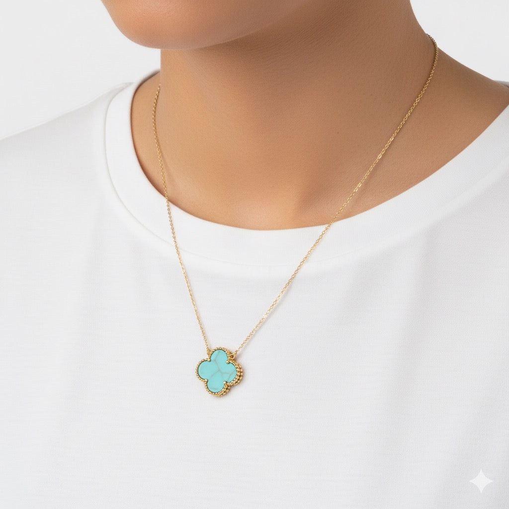 Clover Leaf Blue Necklace