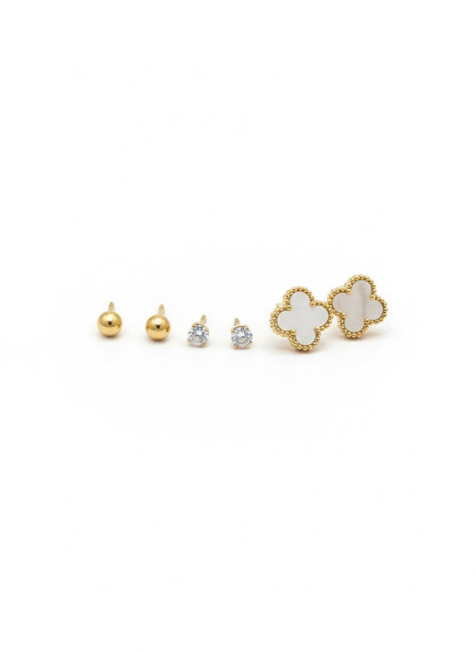 3-Piece White Clover Piercing Set