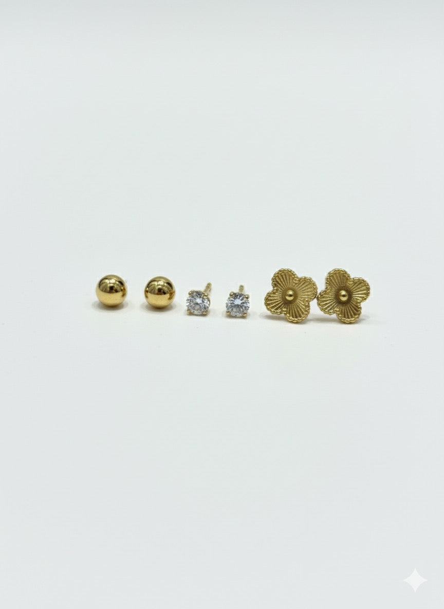 3-Piece Van Cleef Gold Piercing Set