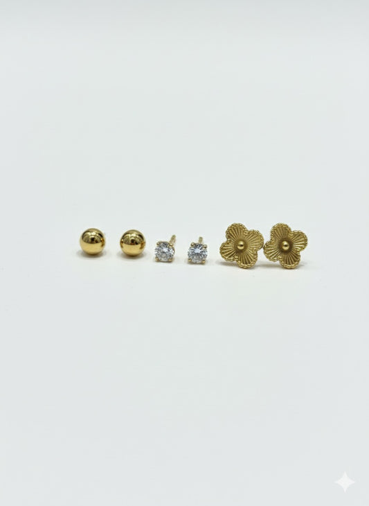 3-Piece Van Cleef Gold Piercing Set